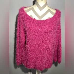 POL Fuzzy Pink Crew Neck Sweater